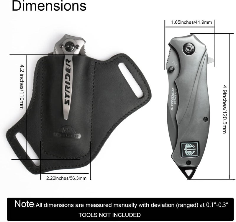 topstache Handmade Leather Pocket EDC Belt Folding Knife Sheath for Man,Cross Draw Right Side Carry Open Top for 5 inch Folding Knife,Black - Image 5